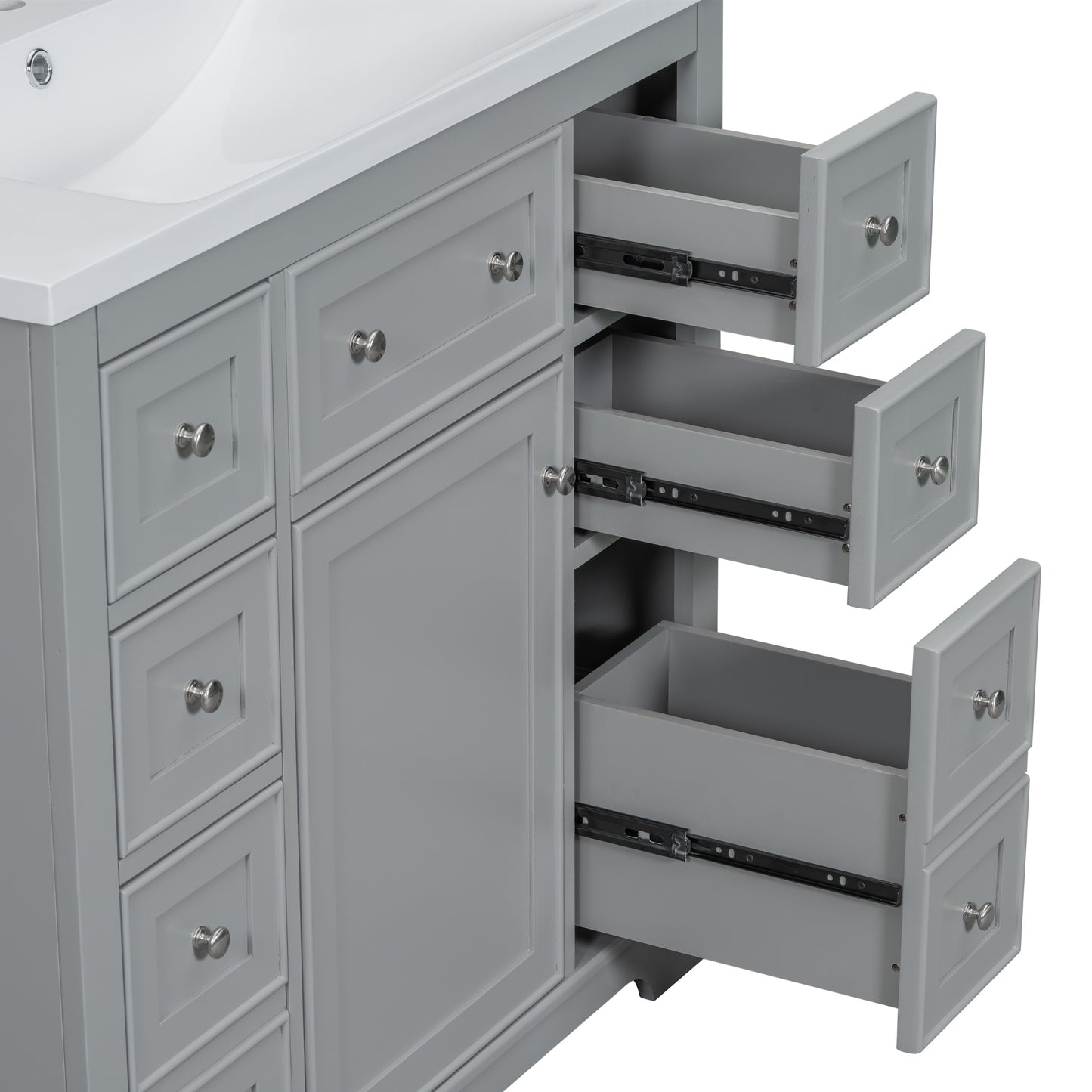 36" Grey Bathroom Vanity with Sink Combo Freestanding