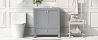 30" Premium Bathroom Vanity with Ceramic Sink Freestanding Ample Storage