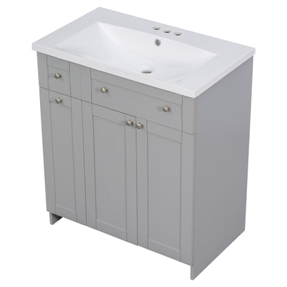 30" Grey Bathroom Vanity with Single Sink Freestanding Combo Cabinet