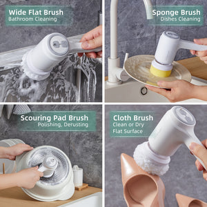 VENETIO Powerful Electric Spin Scrubber - Cordless, 3 Speeds & 4 Replaceable Brush Heads - Perfect for Cleaning Bathroom, Tub, Kitchen, Tile & Windows! ➡ CS-00024