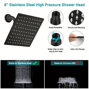 VENETIO Upgrade Your Shower Experience: 8 High Pressure Rainfall Shower Head Combo with 3+1 Mode Handheld, 11 Telescopic Arm, Adjustable Bracket & 60 Hose! ➡ BF-00002