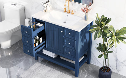 36" Blue Bathroom Vanity with Sink Combo Freestanding