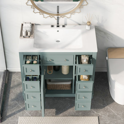 36" Green Bathroom Vanity with Sink Combo Freestanding