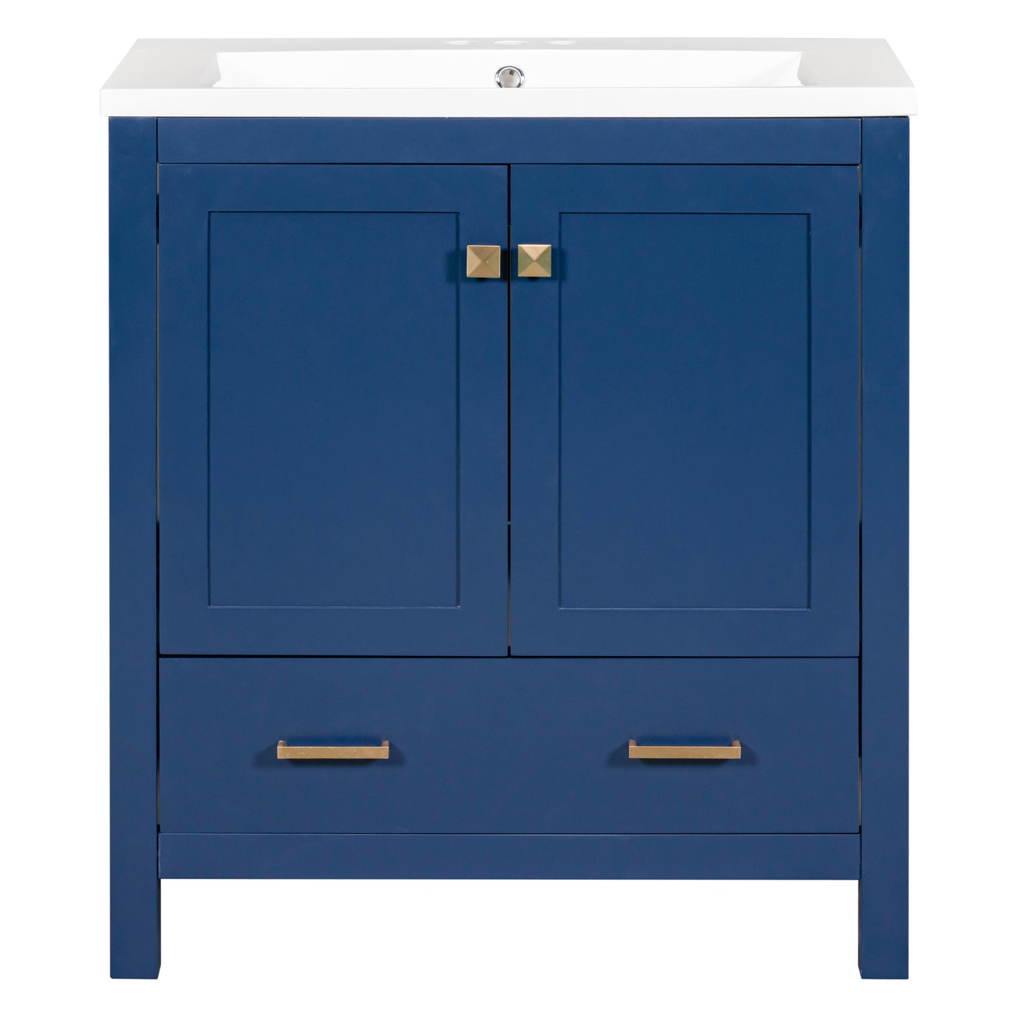 30" Blue Bathroom Vanity with Single Sink Freestanding Undermount Sink