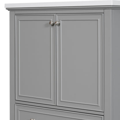 30" Grey Bathroom Vanity with Sink Freestanding Multifunctional Cabinet