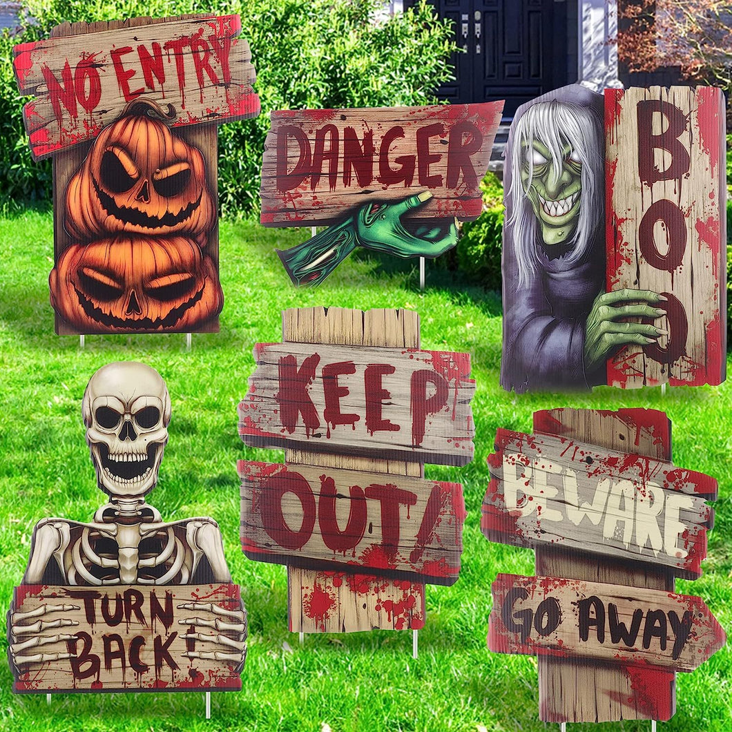 VENETIO 6pcs Halloween Ghost Yard Stakes - Spook Up Your Lawn with These Outdoor Props Decorations! ➡ OD-00003