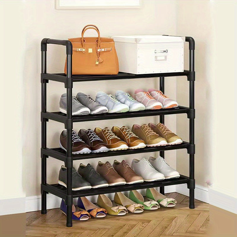 VENETIO 1pc 4-layer Shoe Rack, Can Accommodate 15 Pairs Of Shoes, High-quality Black Shoe Rack Is Easy To Install, Placed In The Living Room, Bathroom, Hallway And Other Places ➡ SO-00010