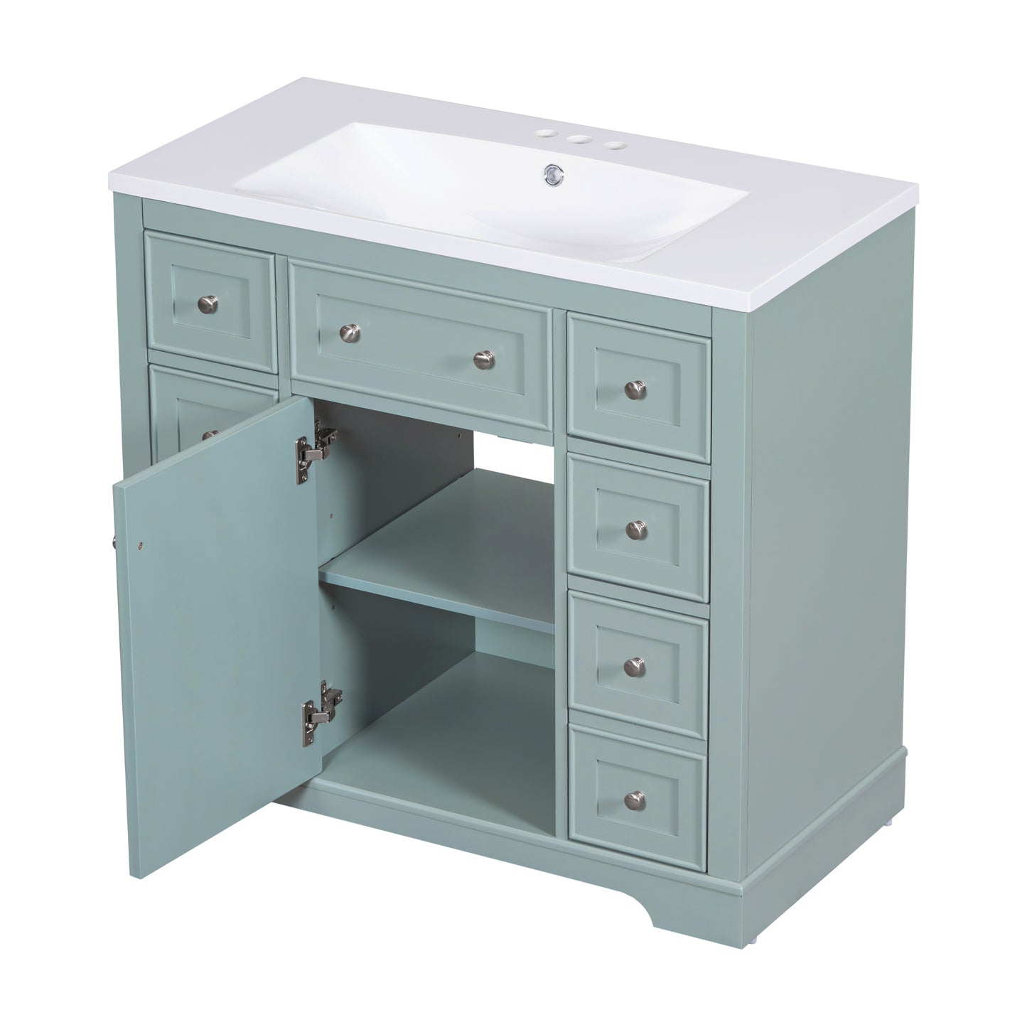 36" Green Bathroom Vanity with Sink Combo Freestanding