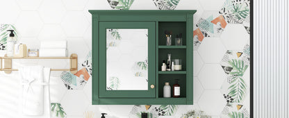 30" x 28" Medicine Cabinet Wall Mounted with Mirror and 3 Open Shelves