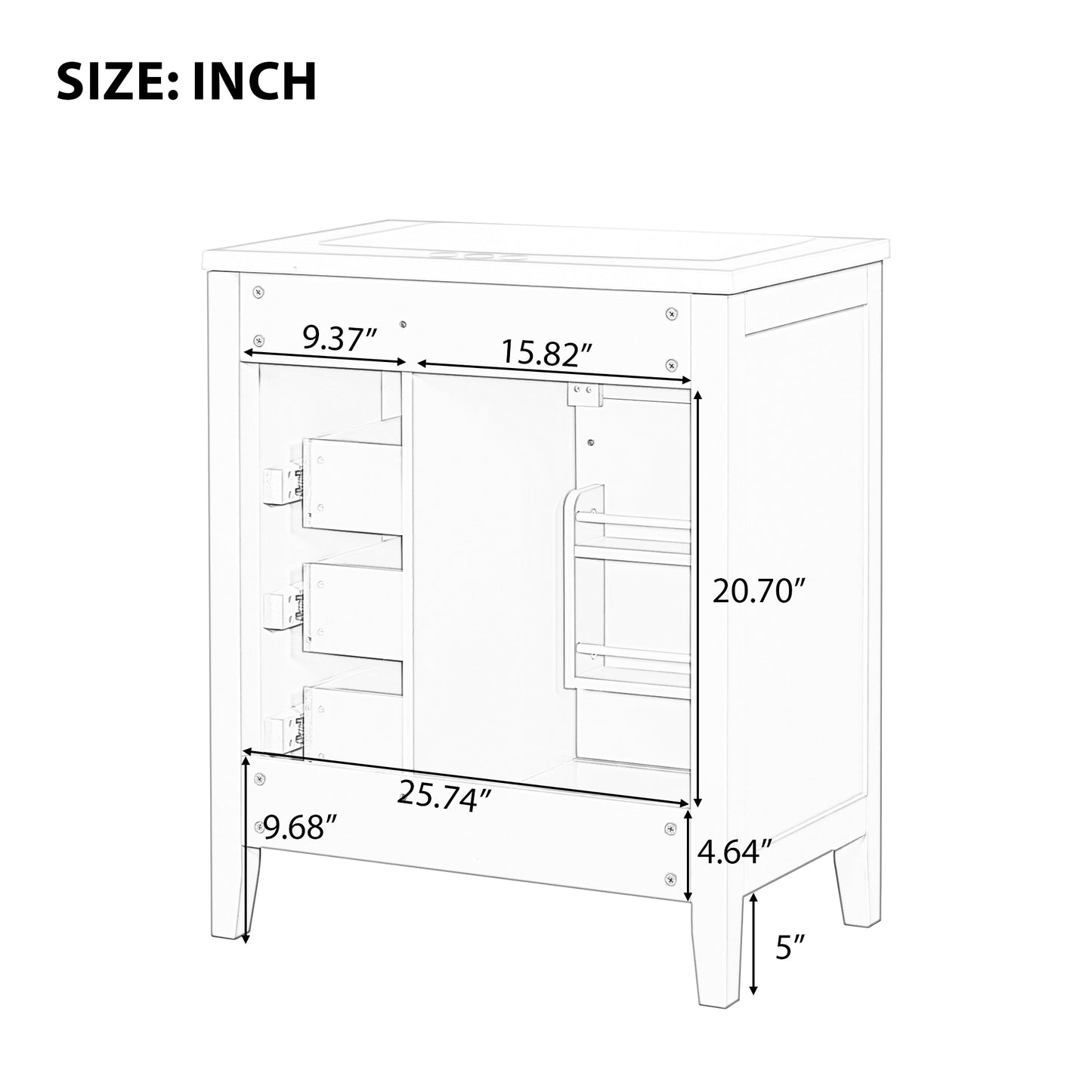 30" Green Bathroom Vanity with Sink Freestanding Drawers Solid Frame