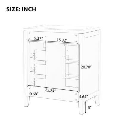 30" Green Bathroom Vanity with Sink Freestanding Drawers Solid Frame