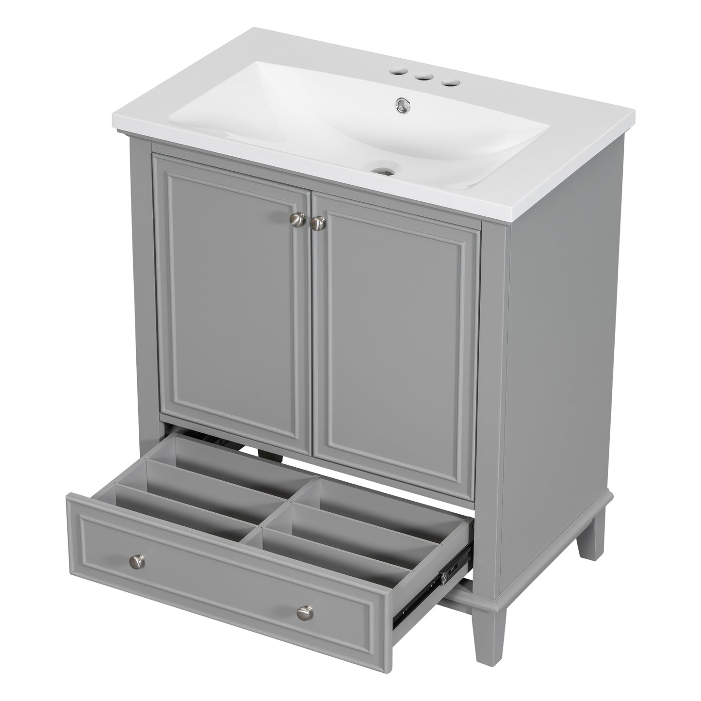 30" Grey Bathroom Vanity with Sink Freestanding Multifunctional Cabinet