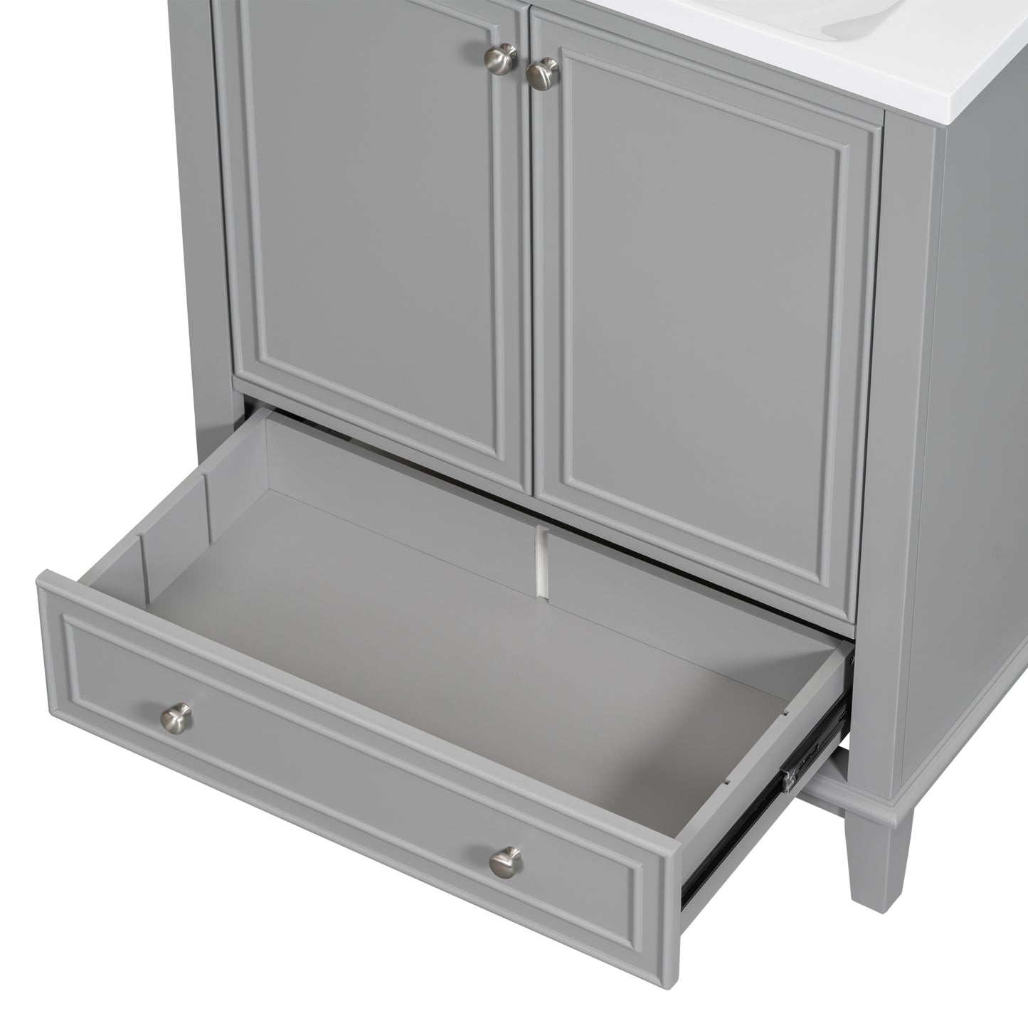 30" Grey Bathroom Vanity with Sink Freestanding Multifunctional Cabinet