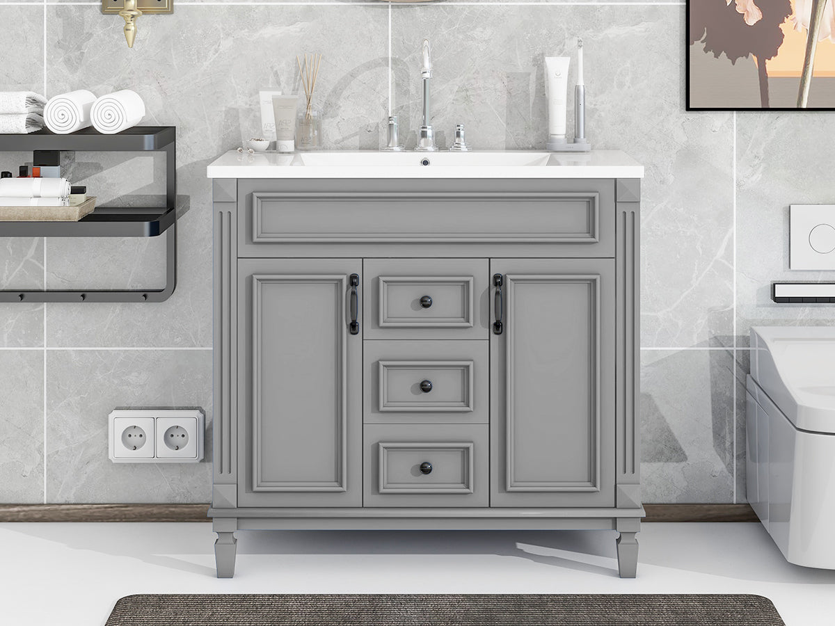 36" Modern Bathroom Vanity with Top Sink Freestanding