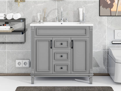 36" Modern Bathroom Vanity with Top Sink Freestanding