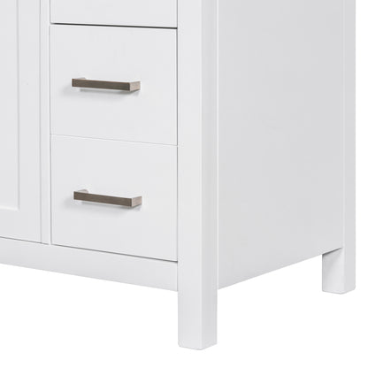 36" White Bathroom Vanity with Multifunctional Storage Space Freestanding