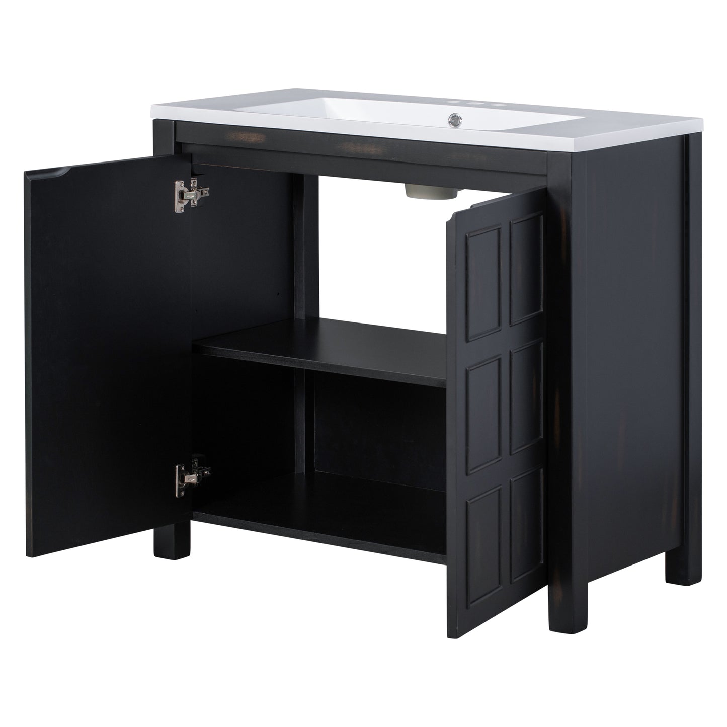 36" Retro Espresso Bathroom Vanity with Sink Combo Freestanding