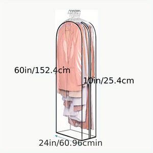VENETIO 3pcs Transparent Clothes Dust Cover - Hanging Garment Bag for Dresses, Coats, and Suits - Thickened Wardrobe Dustproof Storage Bag ➡ SO-00047
