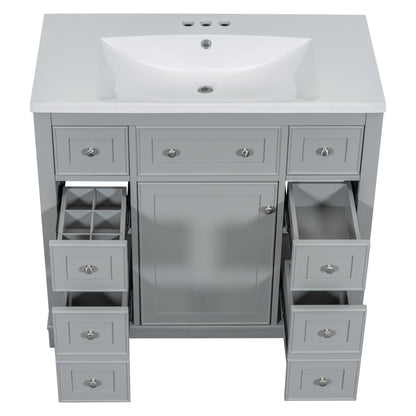 36" Grey Bathroom Vanity with Sink Combo Freestanding