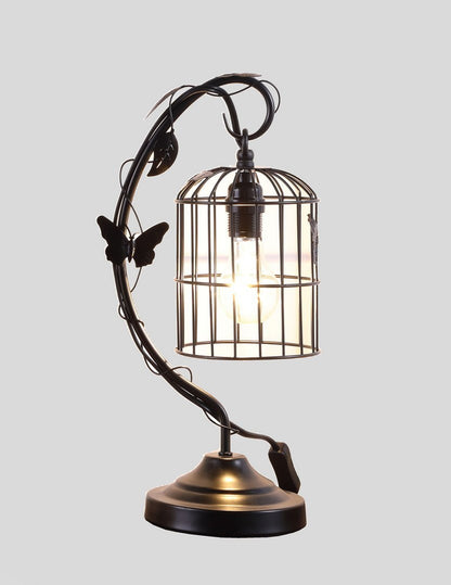 17.5" Iris Black Butterfly Garden Metal Table Lamp