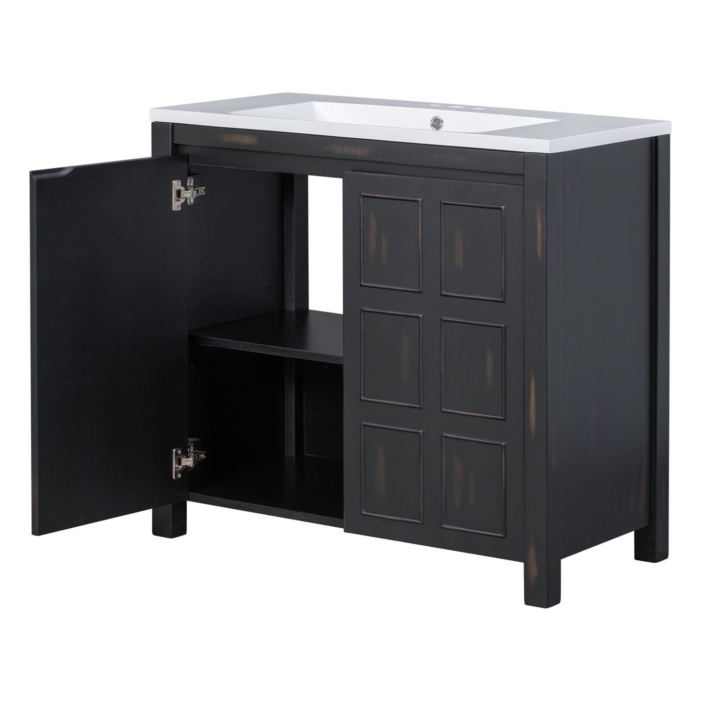 36" Retro Espresso Bathroom Vanity with Sink Combo Freestanding