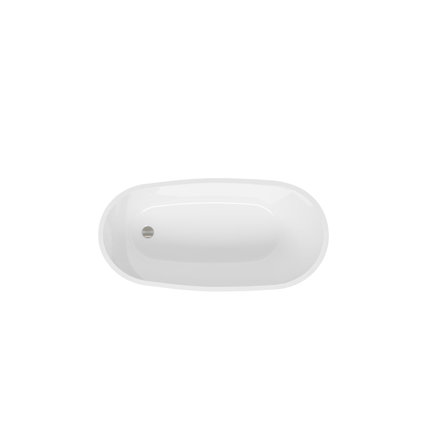 59" Glossy White Acrylic Freestanding Bathtub with Brushed Nickel Drain