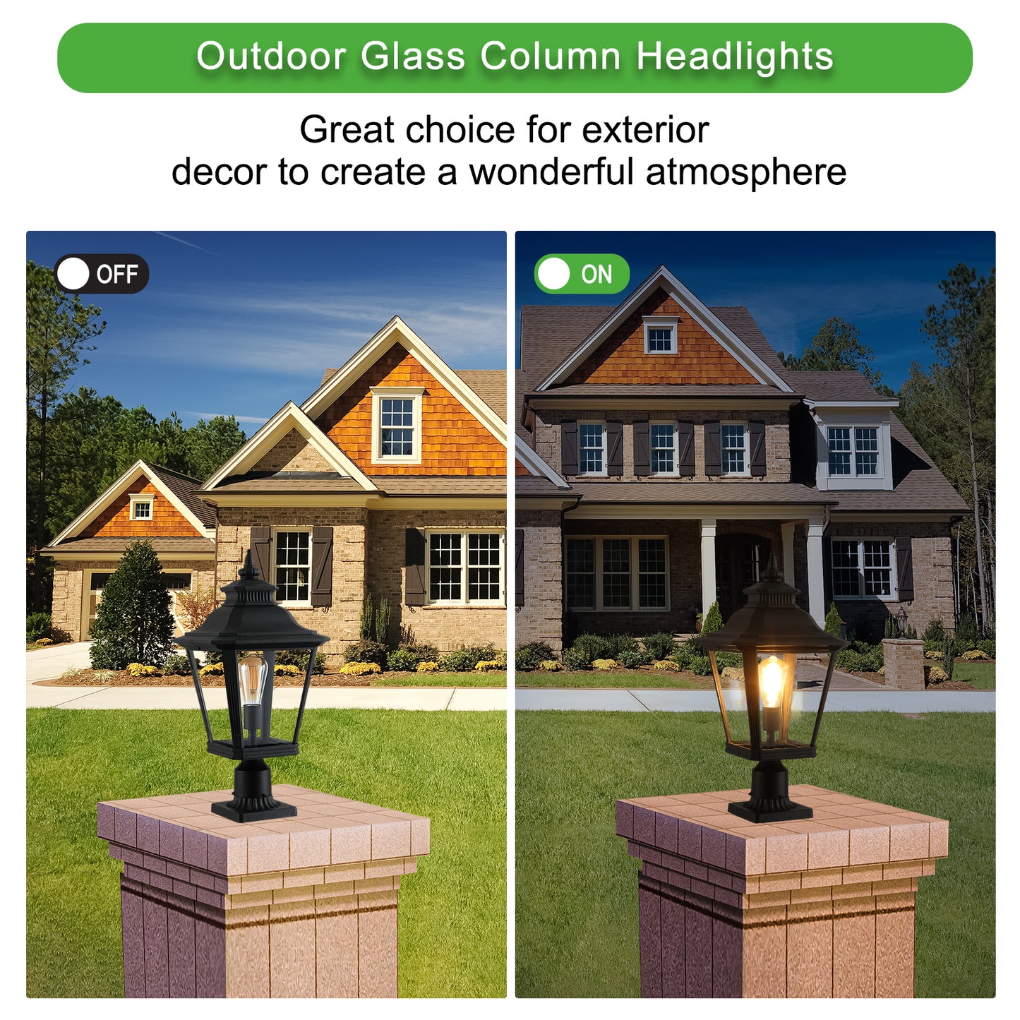 Outdoor Glass Column Headlights (2 Pack)