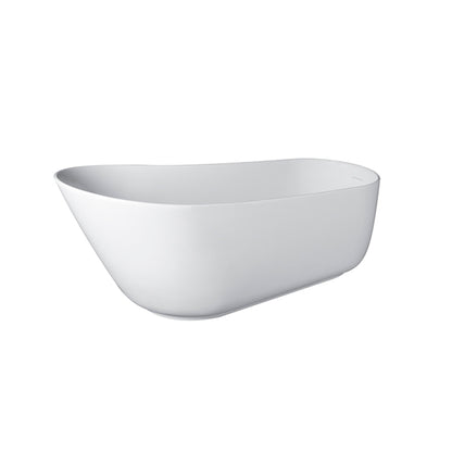 67" Matte White Solid Surface Stone Resin Oval Freestanding Bathtub