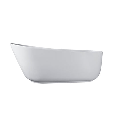 67" Matte White Solid Surface Stone Resin Oval Freestanding Bathtub