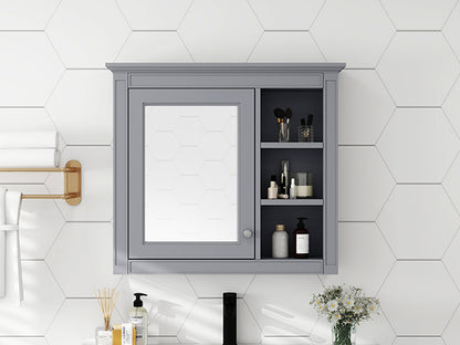 30" x 28" Medicine Cabinet Wall Mounted with Mirror and 3 Open Shelves