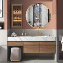 Cargar imagen en el visor de la galería, VENETIO Modern Black Round Mirror - The Perfect Wall Decor for Your Bathroom, Living Room, Bedroom &amp; More! ➡ BF-00011