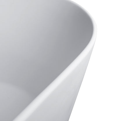 67" Matte White Solid Surface Stone Resin Oval Freestanding Bathtub