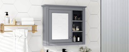 30" x 28" Medicine Cabinet Wall Mounted with Mirror and 3 Open Shelves