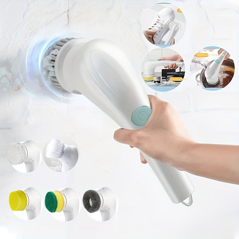 VENETIO 7pcs Electric Spin Scrubber: Effortless Cleaning With 5 Replaceable Brush Heads, USB Rechargeable 360°Power Scrubber Mop For Wall Bathtub ➡ CS-00021