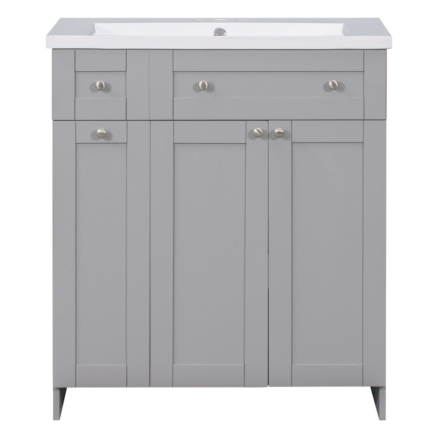 30" Grey Bathroom Vanity with Single Sink Freestanding Combo Cabinet