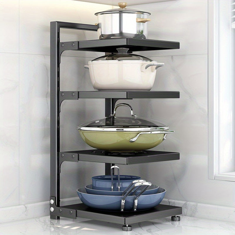 Maximize Your Cabinet Space with This Adjustable 3/4 Tier Pots and Pans Organizer! ➡ SO-00016