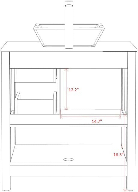 30" Grey Bathroom Vanity with Sink Freestanding Marble Pattern Top