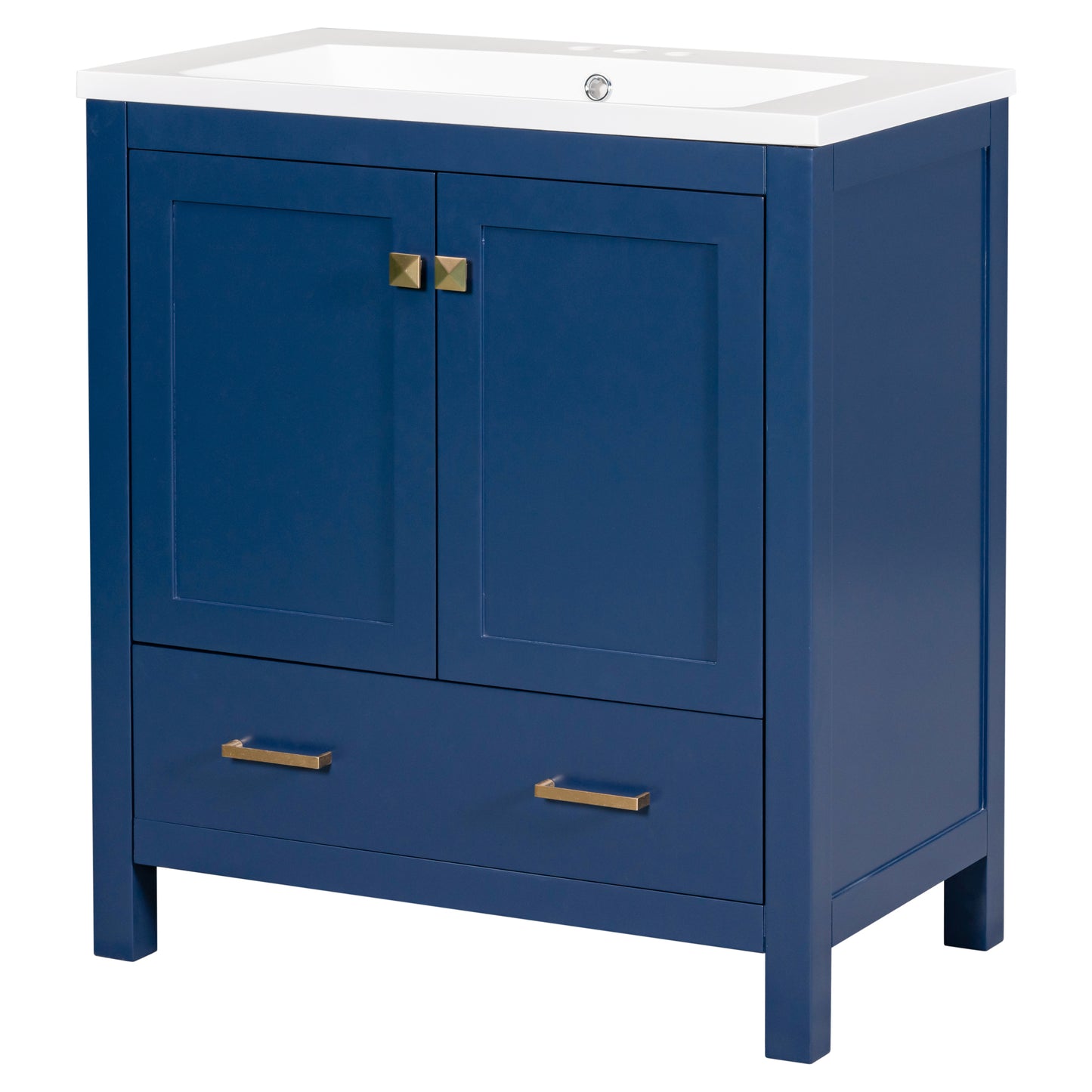 30" Blue Bathroom Vanity with Single Sink Freestanding Undermount Sink