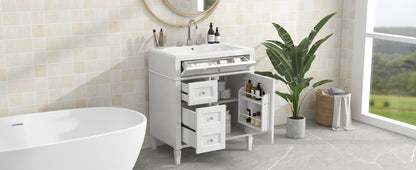 30" Modern Bathroom Vanity with Top Sink Freestanding 2 Drawers and Tip-out Drawer