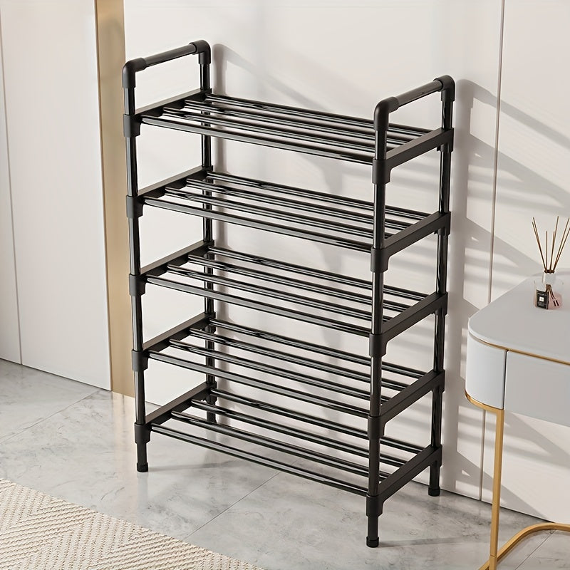 VENETIO Maximize Your Shoe Storage with this Stylish & Stackable Black Metal Shoe Rack - Perfect for Any Room! ➡ SO-00004