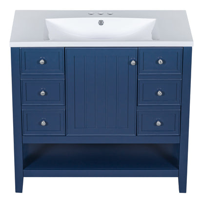 36" Blue Bathroom Vanity with Sink Combo Freestanding