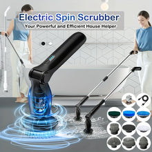 Load image into Gallery viewer, VENETIO Powerful Cordless Electric Spin Scrubber - 50-Inch Extension Handle, 8 Brush Heads, 2 Speed Settings, Waterproof with Remote Control - Ideal for Bathroom, Tub, Floor, Tile, Kitchen, and Car Wash ➡ CS-00023