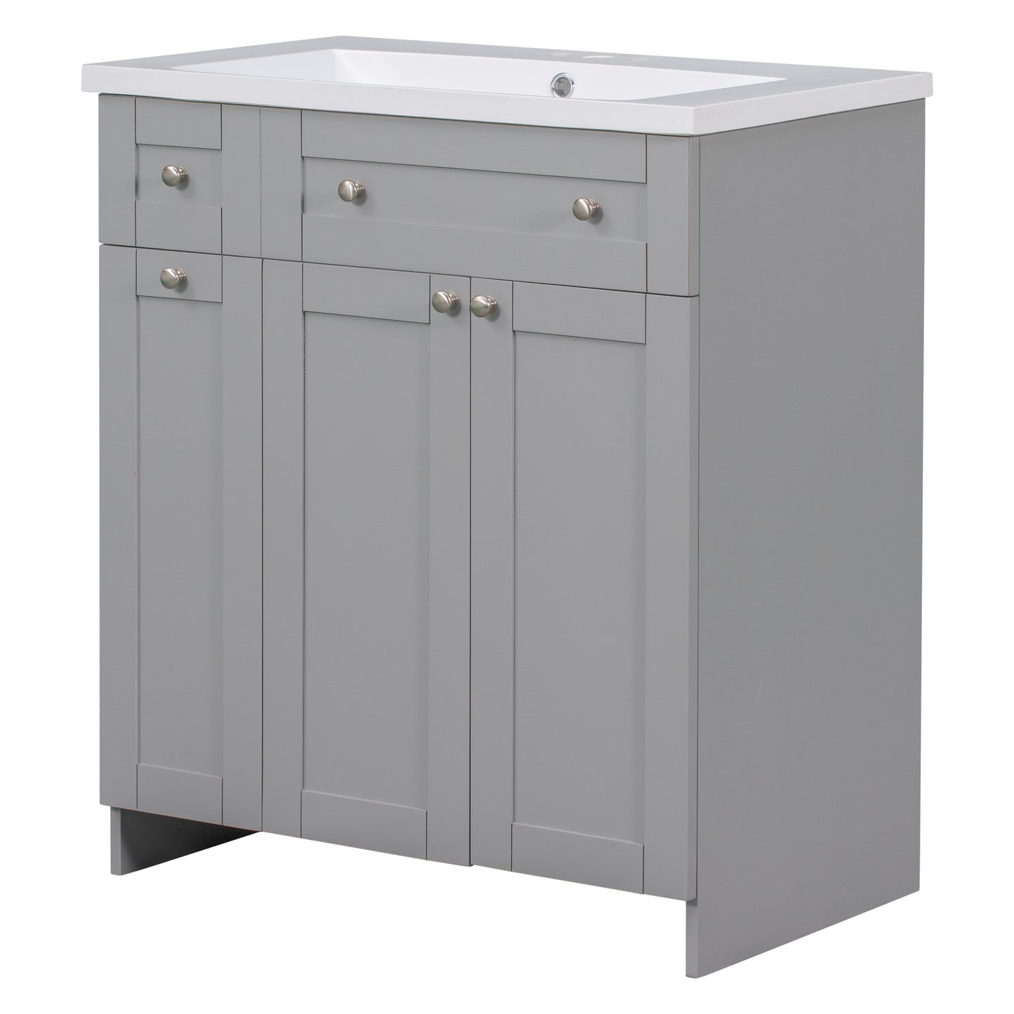 30" Grey Bathroom Vanity with Single Sink Freestanding Combo Cabinet