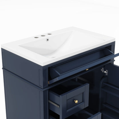 30" Modern Bathroom Vanity with Top Sink Freestanding 2 Drawers and Tip-out Drawer