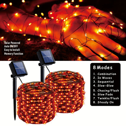 Orange and Purple Halloween Lights Solar Fairy Lights 2 Packs