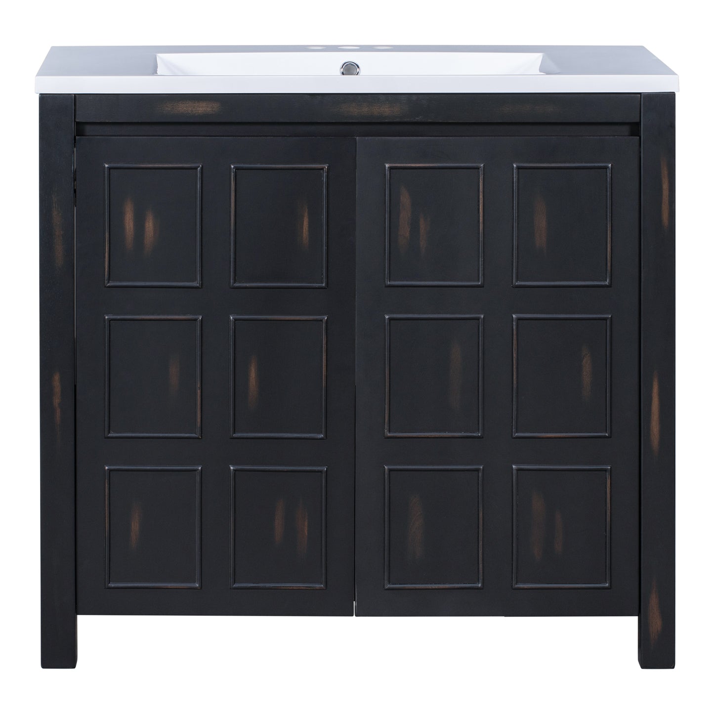 36" Retro Espresso Bathroom Vanity with Sink Combo Freestanding