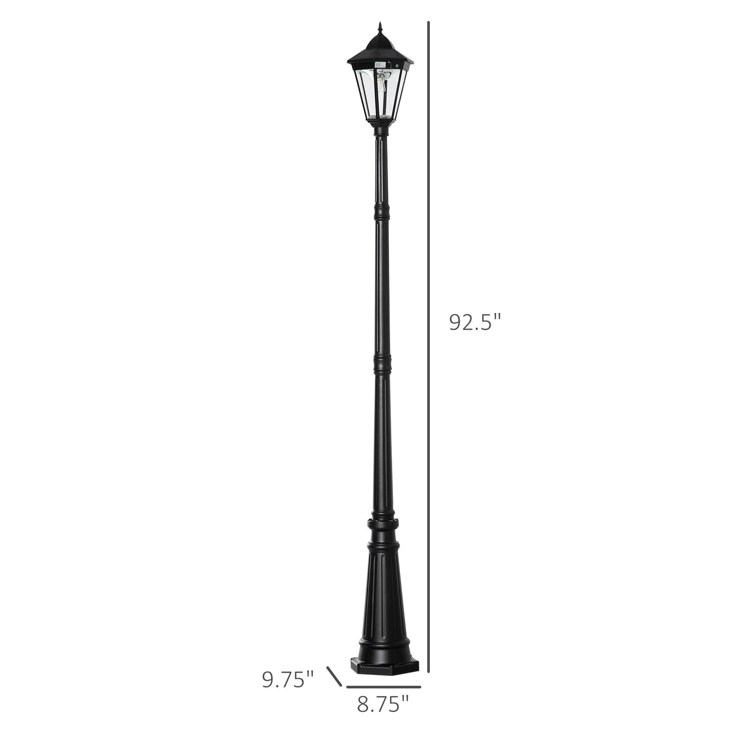 8' Solar Lamp Post Light, Motion Sensor