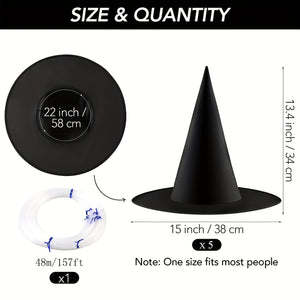 VENETIO 5pcs Halloween Witch Hats - Perfect Accessory for Your Costume Party! ➡ OD-00008