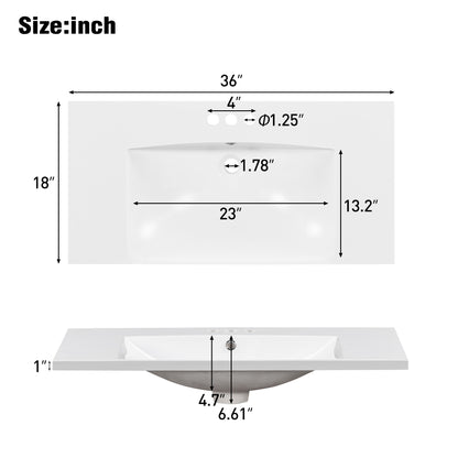 36" Bathroom Vanity with Undermount Sink Freestanding