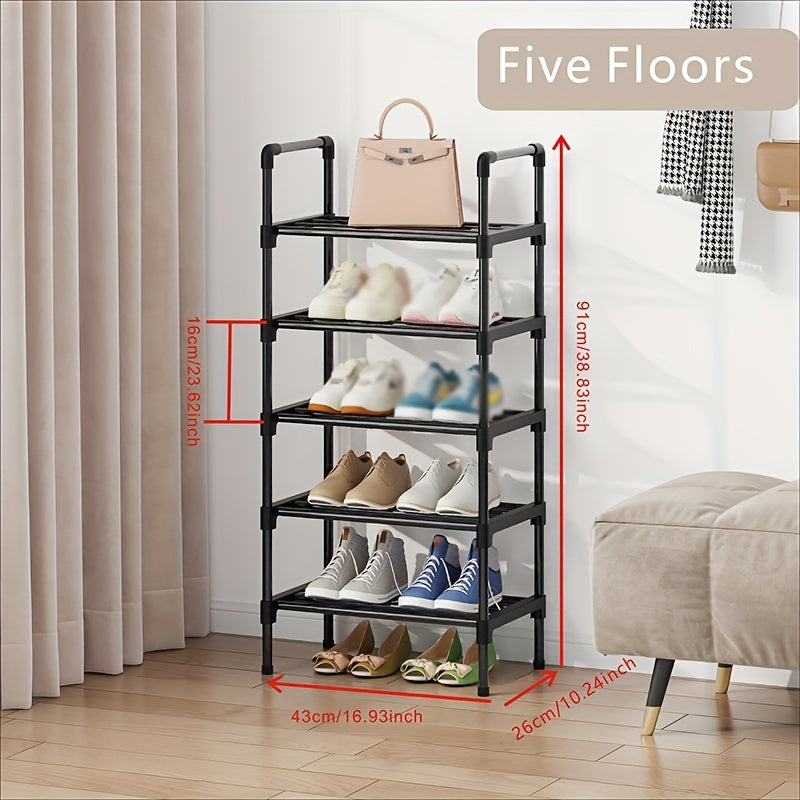 VENETIO Maximize Your Shoe Storage with this Stylish & Stackable Black Metal Shoe Rack - Perfect for Any Room! ➡ SO-00004